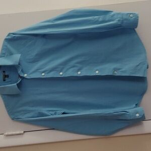 EXPRESS 1MX Men's Aqua Blue Button Down Stretch Shirt Sz M 15"-15 1/2"